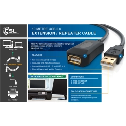 Kabel przedłużacz repeter USB 2.0 10 m CSL
